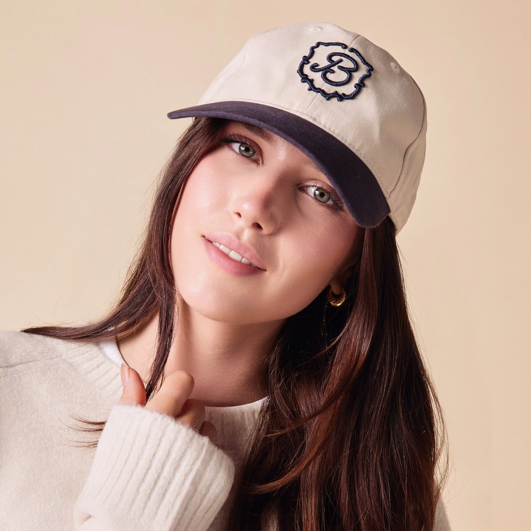 Retro Crest Cap - Cream - Cotton - Image 3