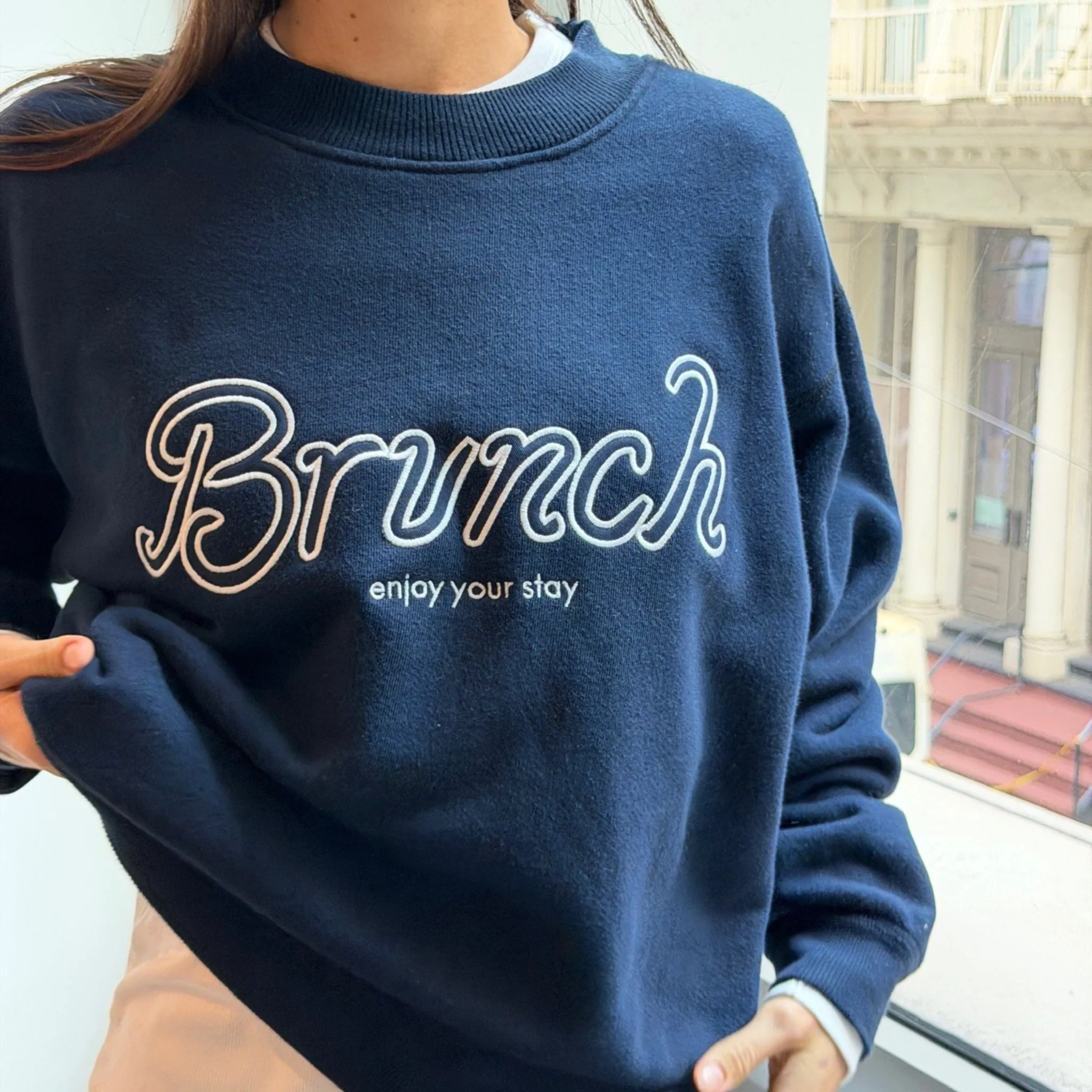 Varsity Crewneck - Navy - French Terry - Image 4