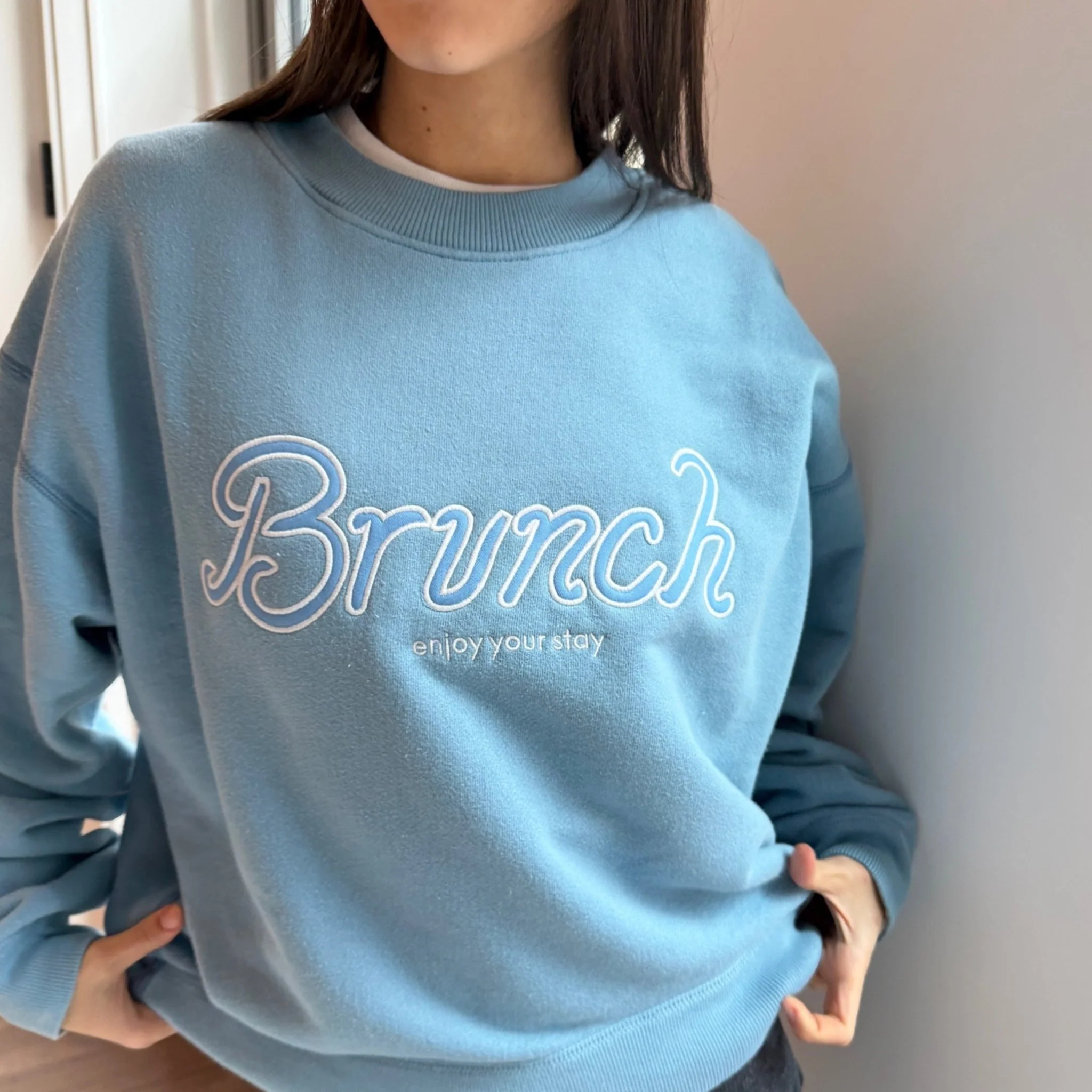 Varsity Crewneck - Powder Blue - French Terry - Image 5